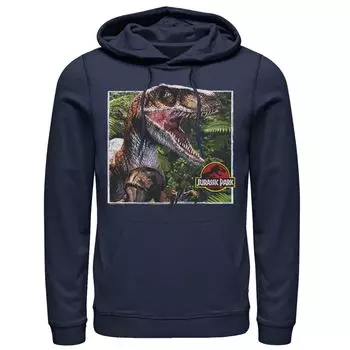 Мужской пуловер с капюшоном и цветами «Парк Юрского периода Raptor Coming Out Of Forest» Licensed Character, синий