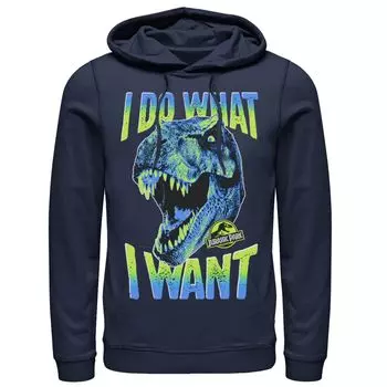 Мужской пуловер с капюшоном и цветами «Парк Юрского периода T-Rex I Do What I Want» Licensed Character, синий