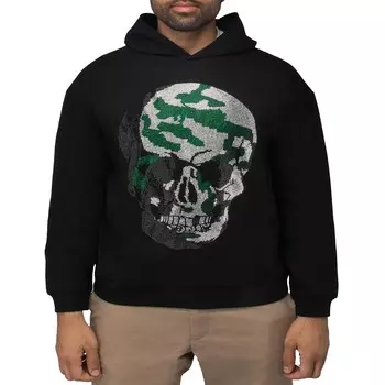 Мужской пуловер с капюшоном и декором черепа Rinestone SPRING & MERCER, черный