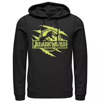 Мужской пуловер с капюшоном и графическим логотипом Jurassic World Neon Slash T-Rex Fossil Logo, черный Licensed Character, черный