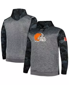 Мужской пуловер с капюшоном и камуфляжным принтом «Heather Charcoal Cleveland Browns Big and Tall» Fanatics