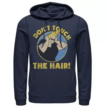 Мужской пуловер с капюшоном и капюшоном Cartoon Network Johnny Bravo Don't Touch The Hair Badge Licensed Character