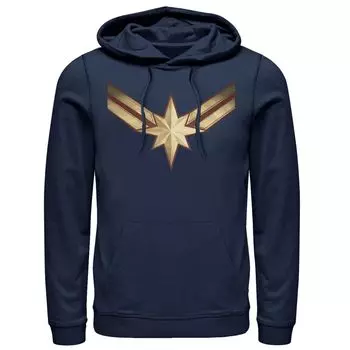 Мужской пуловер с капюшоном и капюшоном с логотипом Marvel Captain Marvel Movie золотого и синего цвета