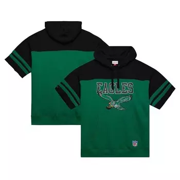 Мужской пуловер с капюшоном и короткими рукавами с винтажным логотипом Mitchell & Ness Kelly Green Philadelphia Eagles Off Field, цвет Eag Green