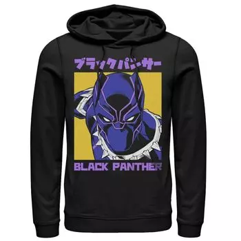 Мужской пуловер с капюшоном и портретом Marvel Black Panther Kanji Licensed Character