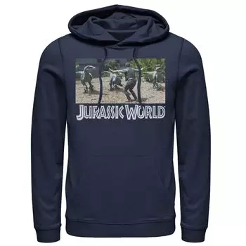 Мужской пуловер с капюшоном и принтом Jurassic World Owen Raptor Pack Trainer Licensed Character, синий