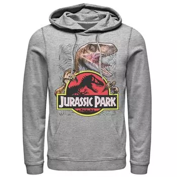 Мужской пуловер с капюшоном и рисунком «Парк Юрского периода Raptor» с цветным логотипом Licensed Character