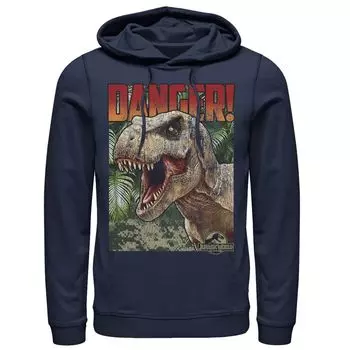 Мужской пуловер с капюшоном и рисунком в стиле юрского периода Danger T-Rex в стиле ретро Licensed Character, синий