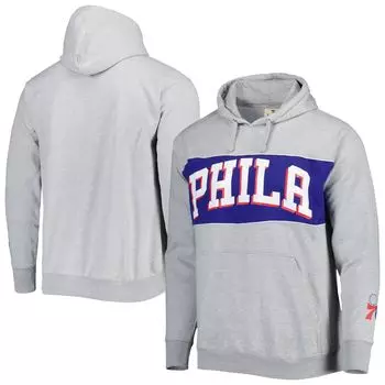 Мужской пуловер с капюшоном из фуфайки с логотипом Heather Grey Philadelphia 76ers Wordmark French Terry Fanatics