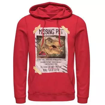 Мужской пуловер с капюшоном из парка Юрского периода Missing Pet T-Rex и плакатом с лентой Licensed Character