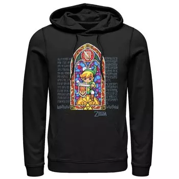 Мужской пуловер с капюшоном Legend Of Zelda Link Stained Glass Window Licensed Character