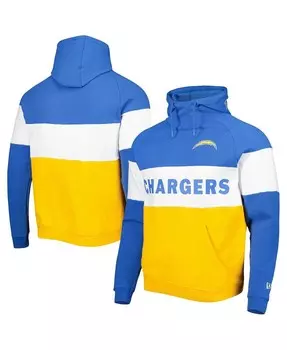Мужской пуловер с капюшоном Los Angeles Chargers Colorblock Current золотого цвета New Era