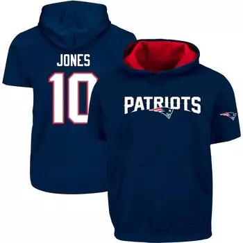 Мужской пуловер с капюшоном Mac Jones темно-синего цвета New England Patriots Big & Tall с короткими рукавами Fanatics