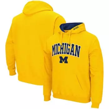 Мужской пуловер с капюшоном Maize Michigan Wolverines Arch & Logo 3.0 Colosseum