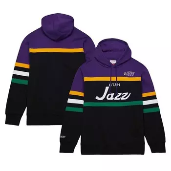 Мужской пуловер с капюшоном Mitchell & Ness черного/фиолетового цвета Utah Jazz Head Coach, цвет Jaz Black