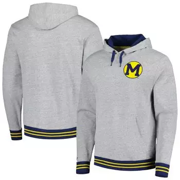 Мужской пуловер с капюшоном Mitchell & Ness Heather Grey Michigan Wolverines