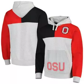 Мужской пуловер с капюшоном Mitchell & Ness Heather Grey Ohio State Buckeyes Tie Breaker