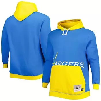 Мужской пуловер с капюшоном Mitchell & Ness Powder Blue/Gold Los Angeles Chargers Big & Tall Big Face