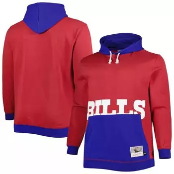 Мужской пуловер с капюшоном Mitchell & Ness Red/Royal Buffalo Bills Big & Tall Big Face
