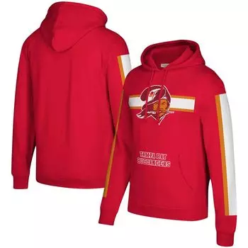 Мужской пуловер с капюшоном Mitchell & Ness Red Tampa Bay Buccaneers с тремя полосками