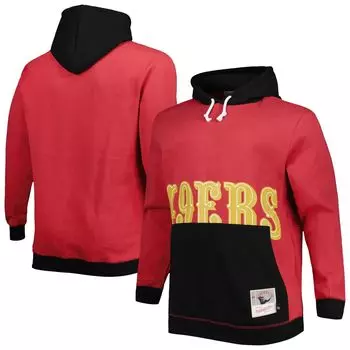 Мужской пуловер с капюшоном Mitchell & Ness Scarlet/черный San Francisco 49ers Big & Tall Big Face