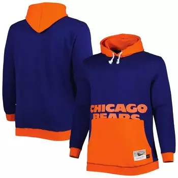 Мужской пуловер с капюшоном Mitchell & Ness темно-синего/оранжевого цвета Chicago Bears Big & Tall Big Face