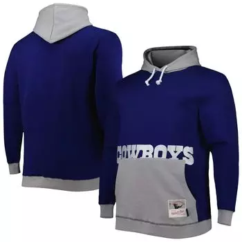 Мужской пуловер с капюшоном Mitchell & Ness темно-синего/серебристого цвета Dallas Cowboys Big & Tall Big Face