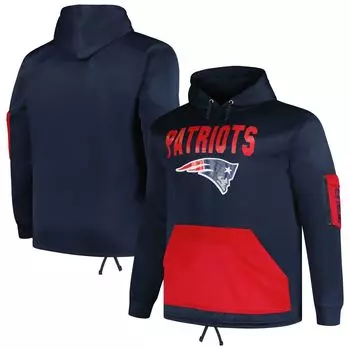 Мужской пуловер с капюшоном New England Patriots Big & Tall темно-синего цвета с логотипом Fanatics