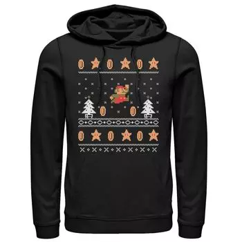 Мужской пуловер с капюшоном Nintendo Super Mario Christmas Coins Pixels Licensed Character