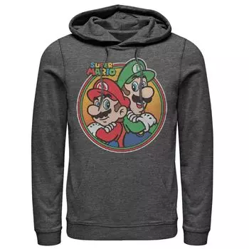 Мужской пуловер с капюшоном Nintendo Super Mario & Luigi Brothers Circle Licensed Character