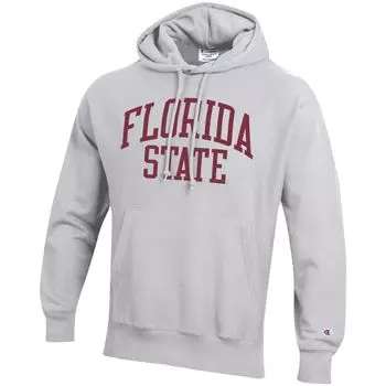 Мужской пуловер с капюшоном обратного плетения Champion Heathered Grey Florida State Seminoles Team Arch