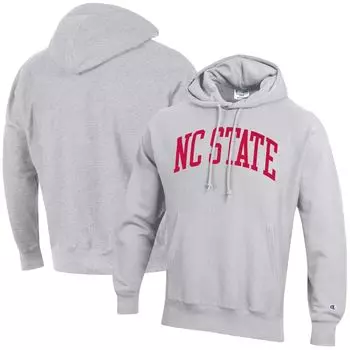 Мужской пуловер с капюшоном обратного плетения, серый NC State Wolfpack Team Arch Champion