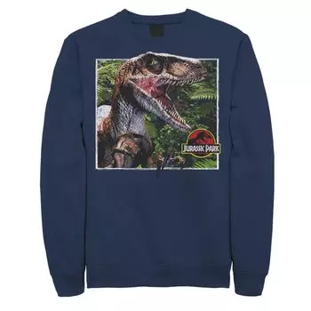 Мужской пуловер с капюшоном «Парк Юрского периода Raptor Coming Out Of Forest» Licensed Character, синий