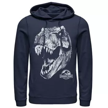 Мужской пуловер с капюшоном «Парк Юрского периода T-Rex White Head Roaring» Licensed Character, синий