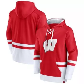 Мужской пуловер с капюшоном Red Wisconsin Badgers First Battle Fanatics