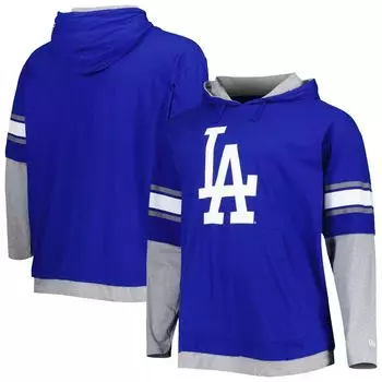 Мужской пуловер с капюшоном Royal Los Angeles Dodgers Big & Tall Twofer New Era