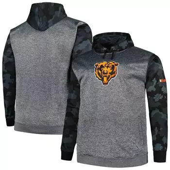 Мужской пуловер с капюшоном с камуфляжным принтом и логотипом Heather Charcoal Chicago Bears Big & Tall Fanatics