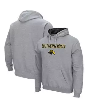 Мужской пуловер с капюшоном с капюшоном и логотипом southern miss golden eagles в меланжевом сером цвете Colosseum, мульти