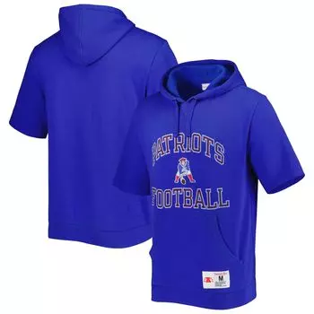 Мужской пуловер с капюшоном с короткими рукавами Mitchell & Ness Royal New England Patriots