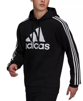 Мужской пуловер с капюшоном с логотипом adidas, черно-белый