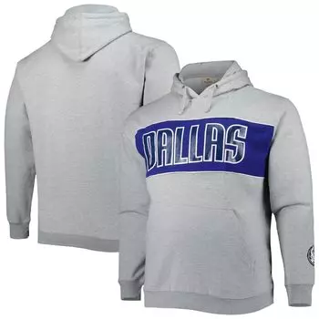 Мужской пуловер с капюшоном с логотипом Heather Grey Dallas Mavericks Big & Tall Wordmark Fanatics