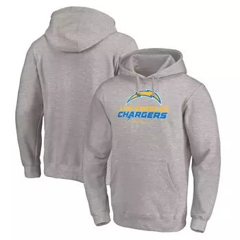 Мужской пуловер с капюшоном с логотипом Los Angeles Chargers Big & Tall Team Lockup серого цвета Fanatics