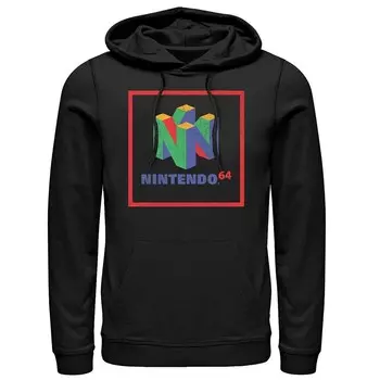 Мужской пуловер с капюшоном с логотипом Nintendo Licensed Character, черный