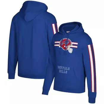 Мужской пуловер с капюшоном с тремя полосками Mitchell & Ness Royal Buffalo Bills