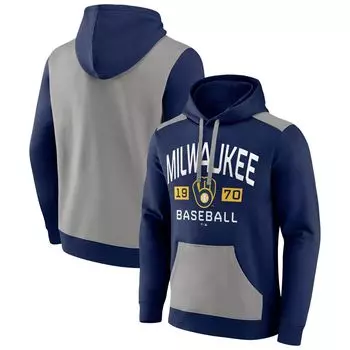 Мужской пуловер с капюшоном темно-серого цвета с фирменным логотипом Milwaukee Brewers Chip In Team Fanatics