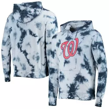 Мужской пуловер с капюшоном темно-синего цвета Washington Nationals Tie Dye New Era