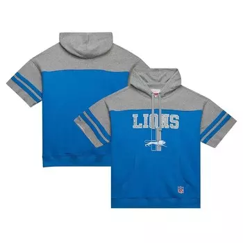 Мужской пуловер с короткими рукавами и короткими рукавами с логотипом Mitchell & Ness Blue Detroit Lions Off Field Vintage Logo, цвет Lns Blue