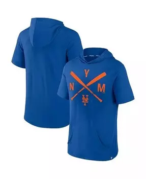 Мужской пуловер с короткими рукавами Royal New York Mets Iconic Rebel с капюшоном Fanatics, синий