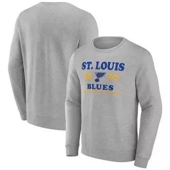 Мужской пуловер с логотипом Heather Charcoal St. Louis Blues Fierce Competitor Fanatics