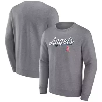 Мужской пуловер с логотипом Heather Grey Los Angeles Angels Simplicity Fanatics